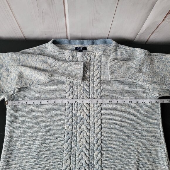 Chaps Cable Knit Pullover Chunky Sweater, Women’s L, Long Sleeve, Light Blue EUC - Picture 8 of 9